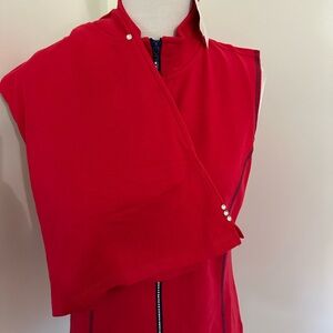 Quacker Factory Red Zip-Up Vest and Skort Set Sz XS QVC NWT